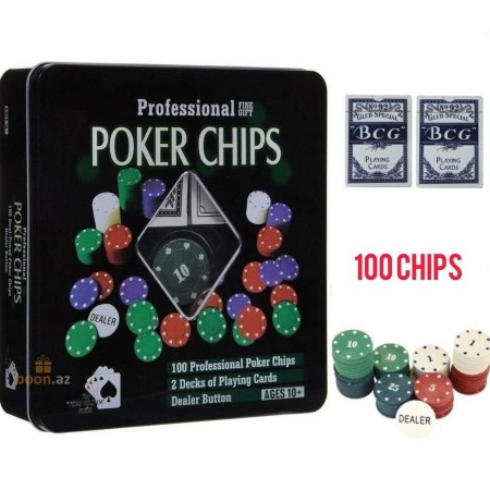 Покерный набор 100 фишек с номиналом